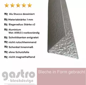 Winkel Alu Stucco 1mm stark ohne Schutzfolie Al 99,5